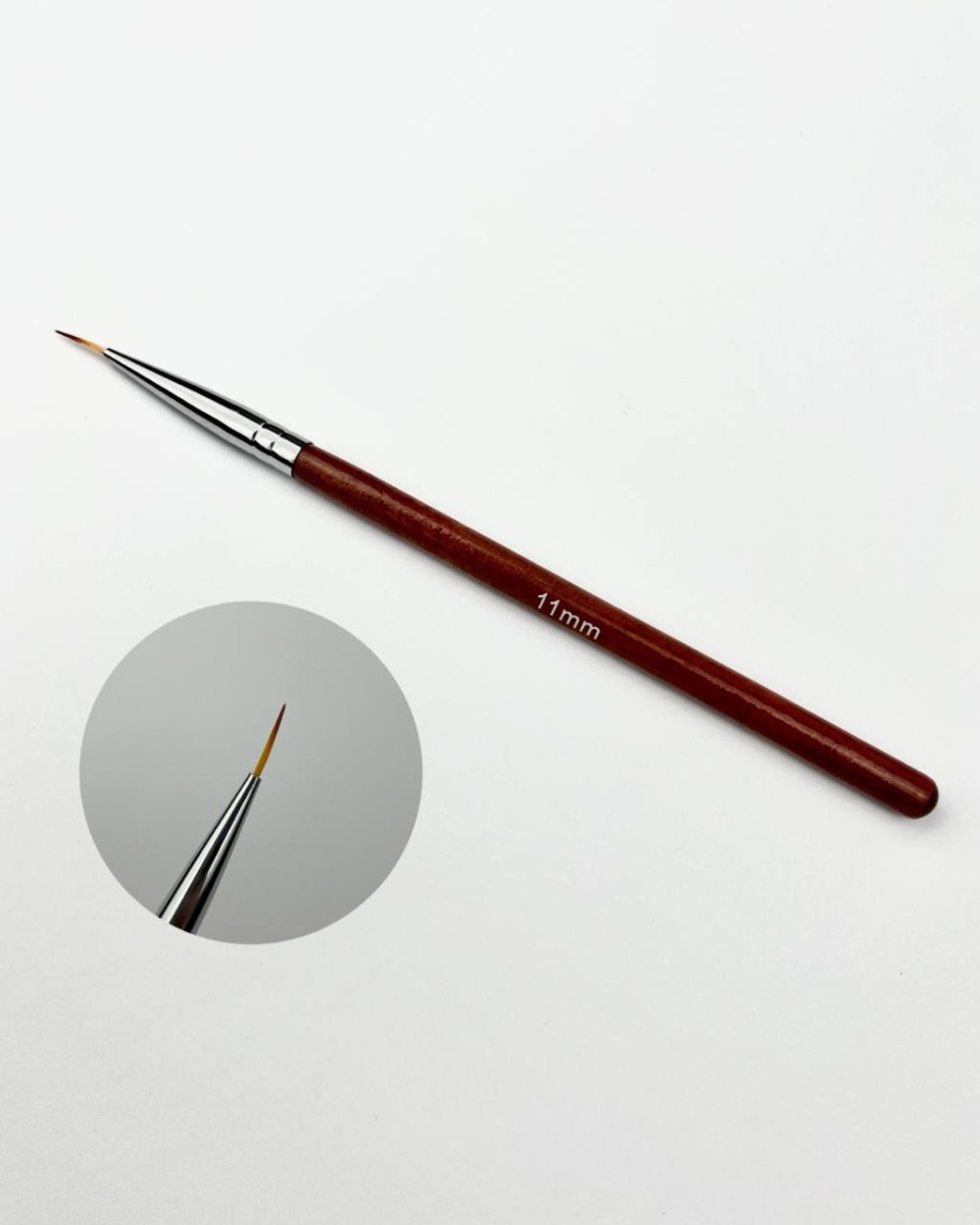 Кисть для дизайна Волосок 11 мм, красное дерево (в тубе)