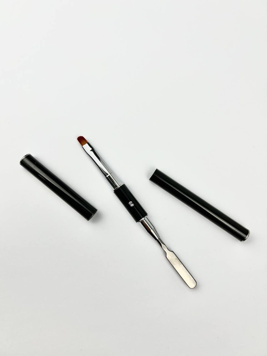 Кисть для геля и полигеля с лопаточкой (черная) 4